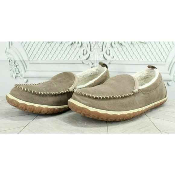 LL Bean Gray Suede Wicked Good Mountain Moccasins Slippers Size 9 M - Picture 2 of 9